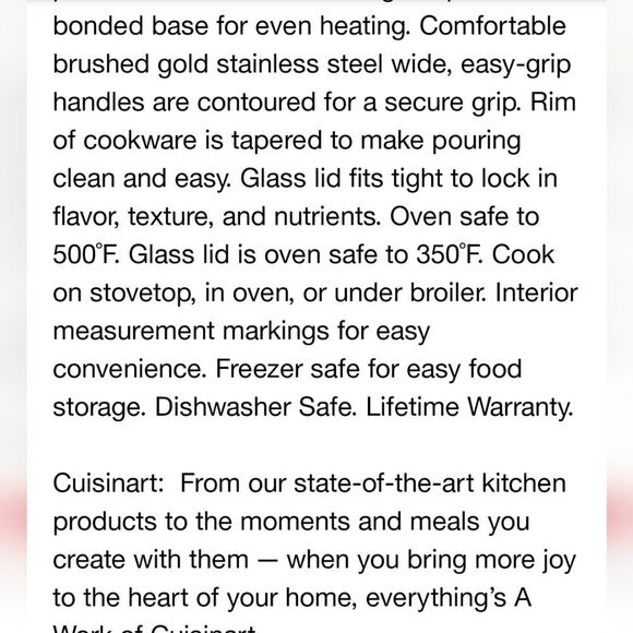 Cuisinart Clasaic 8QT Stainless Steel Stock Pot w/Cover & Brushed Gold Handles - Picture 6 of 12